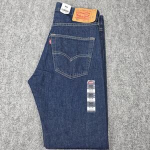Levis 501 Jeans Mens 31x32 Blue Denim Straight Leg Button Fly Stretch Original